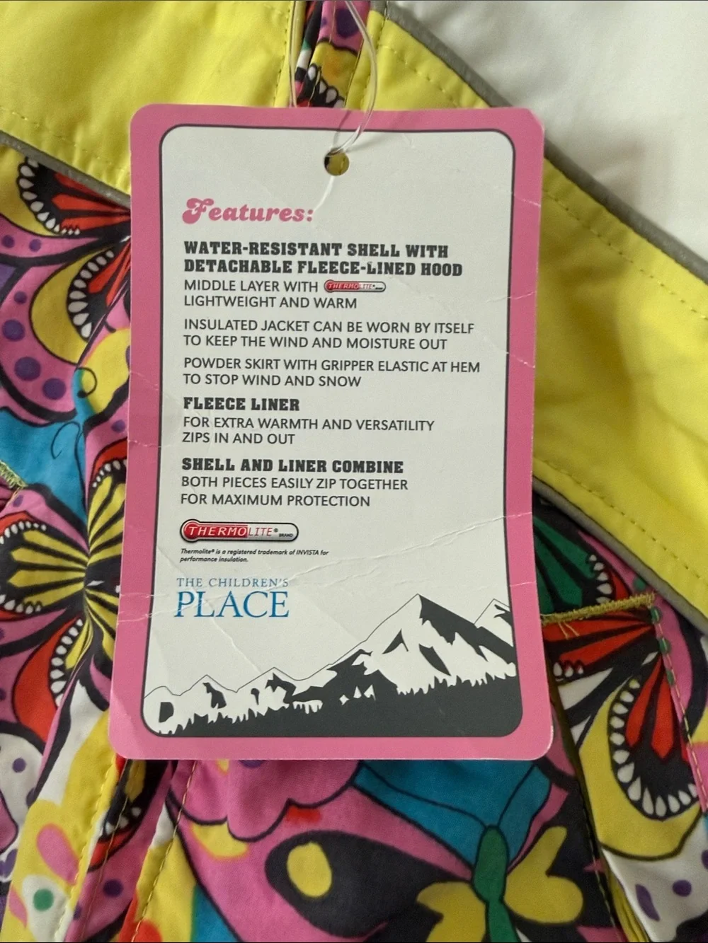 The Children's Place Multicolor Floral Puffer Jacket with Yellow Trim